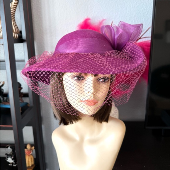 Vintage Lancaster Purple Wool Hat with Veil - Picture 6 of 9